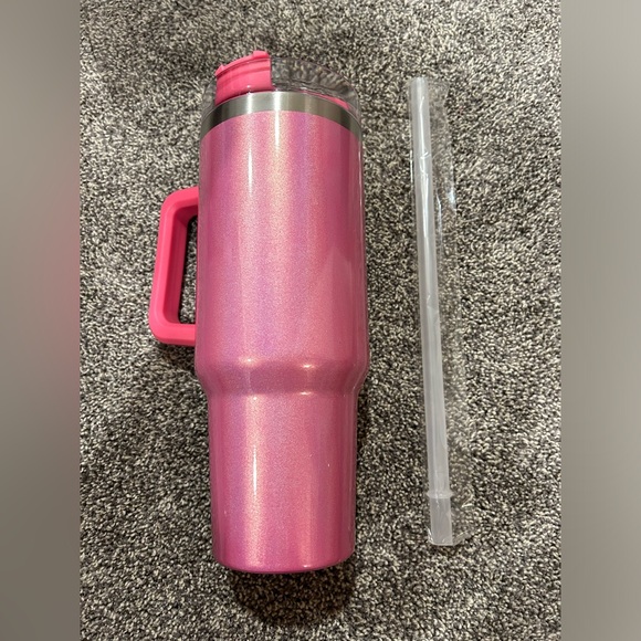 NEW Pink iridescent tumbler with handle - Picture 1 of 4
